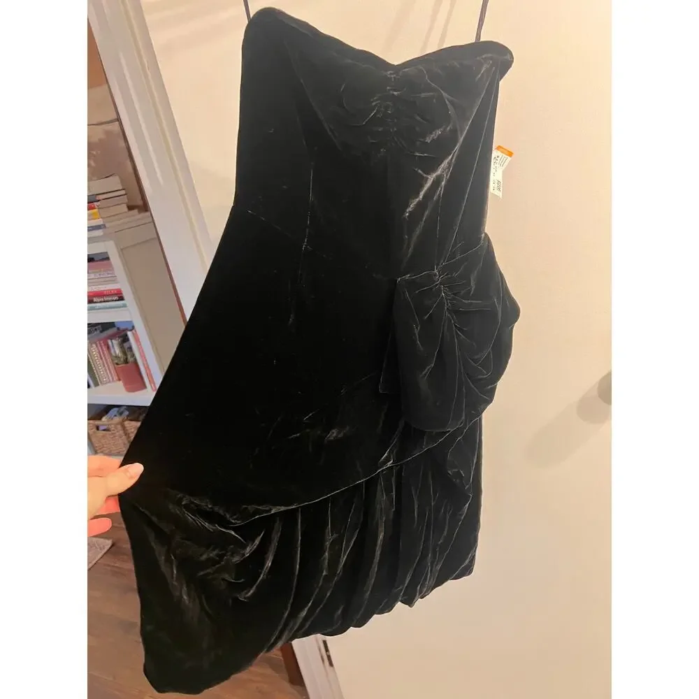 Marc by Marc Jacobs Black Velvet Strapless Mini Dress with Built in Bra - 4 - Picture 12 of 12